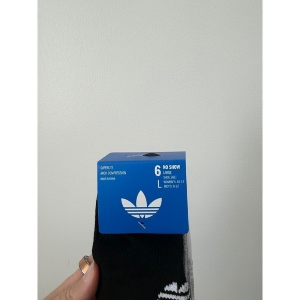 Adidas Originals Trefoil 6-Pack No Show Socks – Black/White/Grey – Unisex Large - Picture 3 of 4